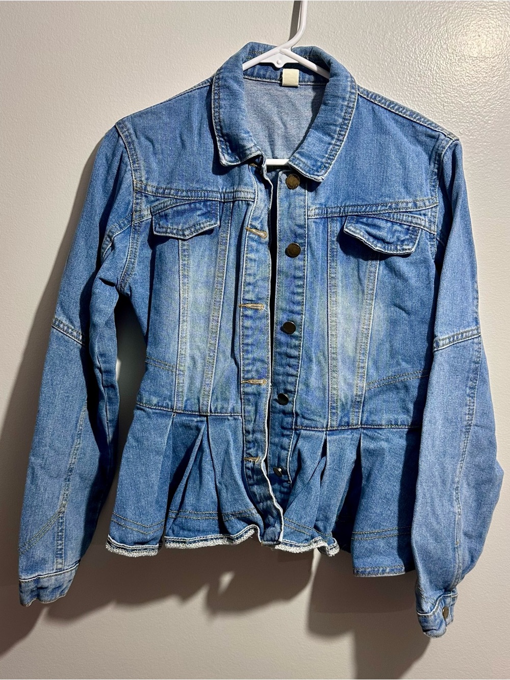 Blue Denim Jacket Classic Button Front Size L (R1)